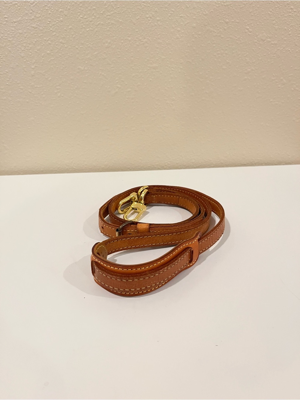 Louis vuitton Leather Crossbody Strap in Brown with Gold Hardware